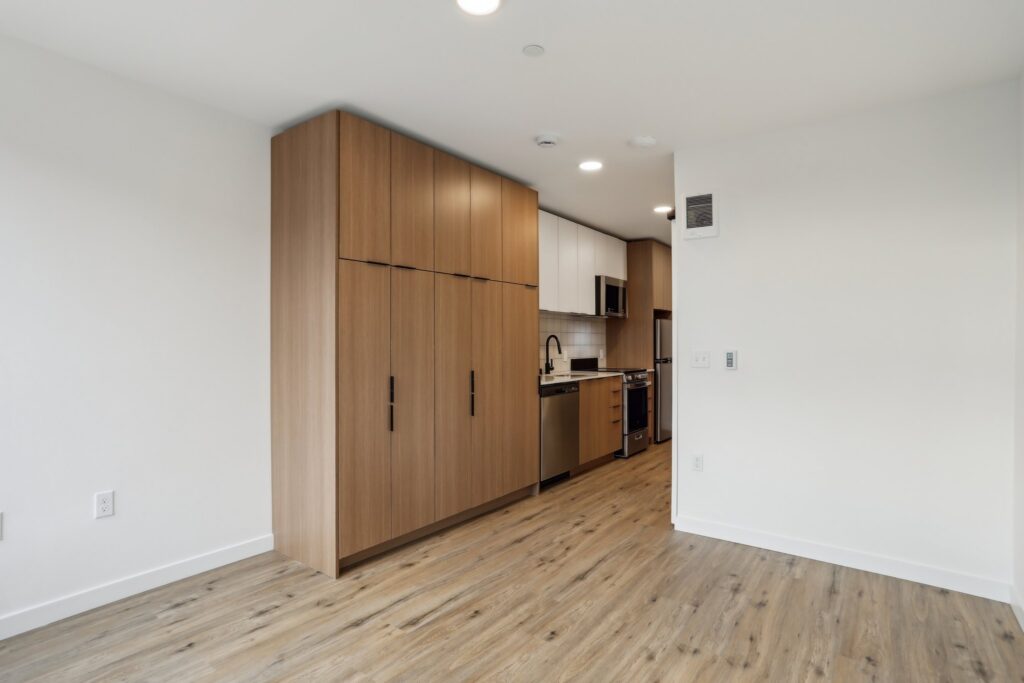 Carrick unit interior living room and kitchen