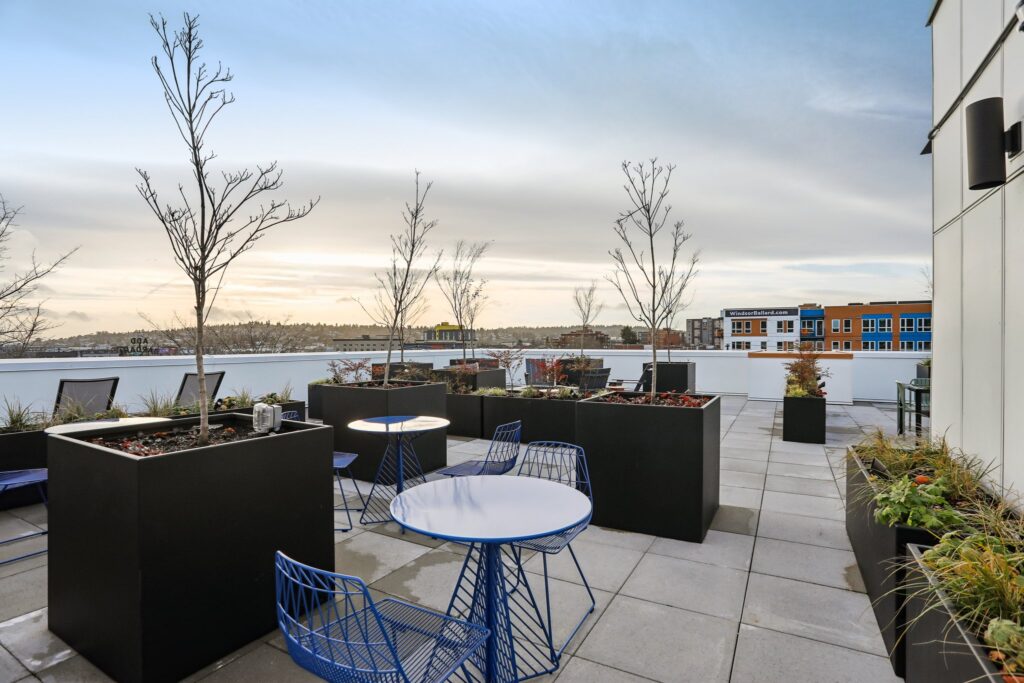 Carrick rooftop deck sitting area